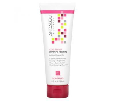 Andalou Naturals, Body Lotion, Soothing, 1000 Roses, 8 fl oz (236 ml)
