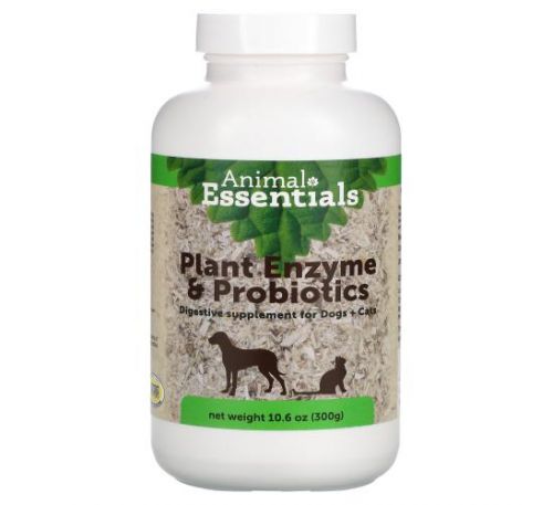 Animal Essentials, Растительные энзимы и пробиотики, Для собак и кошек, 10,6 унц. (300 г)