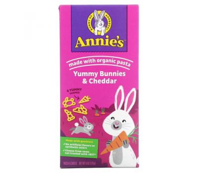 Annie's Homegrown, Bunny Pasta, паста в форме кролика и вкусный чеддер, 170 г (6 унций)