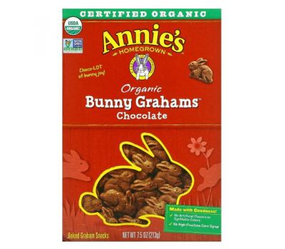 Annie's Homegrown, Bunny Grahams, органическое шоколадное печенье, 213 г (7,5 унции)