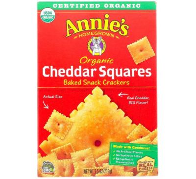 Annie's Homegrown, Органический чеддер, запеченные крекеры, 213 г (7,5 унции)