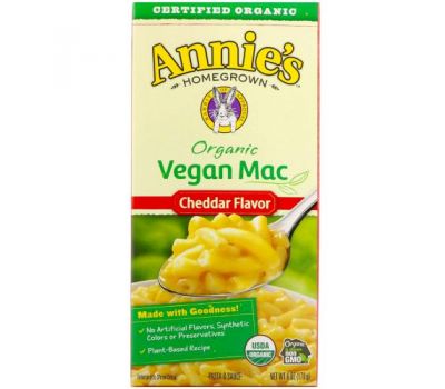 Annie's Homegrown, Органический веганский мак, Вкус сыра чеддер, 6 унц. (170 г)
