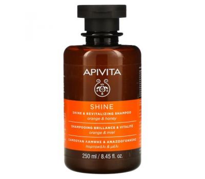 Apivita, Shine & Revitalizing Shampoo, Orange & Honey, 8.45 fl oz (250 ml)