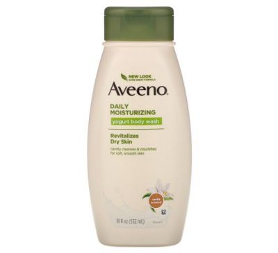 Aveeno, Ежедневный увлажняющий гель для душа с йогуртом, ваниль, 532 мл (18 жидк. Унций)