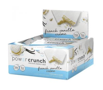BNRG, Power Crunch Protein Energy Bar, French Vanilla Creme, 12 Bars, 1.4 oz (40 g) Each