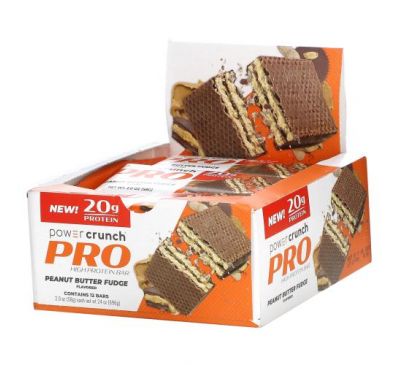 BNRG, Power Crunch Protein Energy Bar, PRO, Peanut Butter Fudge, 12 Bars, 2 oz (58 g) Each