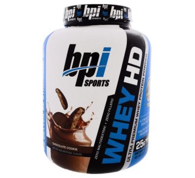 BPI Sports, Whey HD, Ultra Premium Whey Protein Powder, Chocolate Cookie, 4.2 lbs (1,900 g)