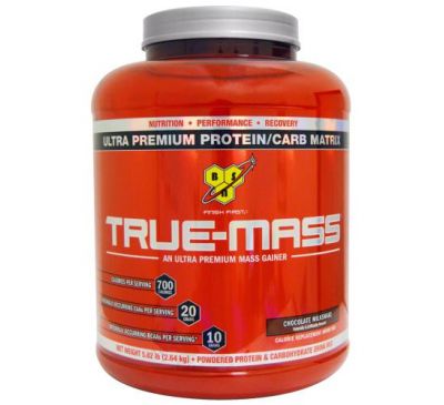 BSN, True-Mass, Ultra Premium Protein/Carb Matrix, Chocolate Milkshake, 5.82 lbs (2.64 kg)