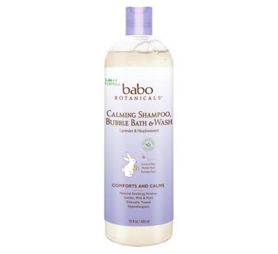 Babo Botanicals, Calming Shampoo, Bubble Bath & Wash, Lavender & Meadowsweet, 15 fl oz (450 ml)