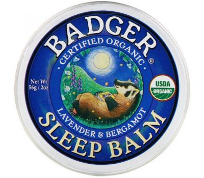 Badger Company, органический бальзам для сна, лаванда и бергамот, 56 г (2 унции)