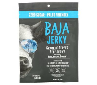 Baja Jerky, Beef Jerky, Crackin Pepper, 2 oz (57 g)