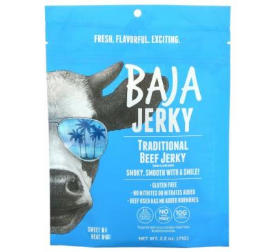Baja Jerky, Beef Jerky, Traditional, 2.5 oz (71 g)