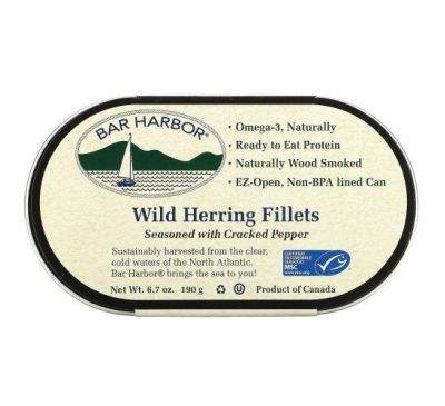 Bar Harbor, Филе дикой сельди, приправленное треснутым перцем, 6,7 унции (190 г)