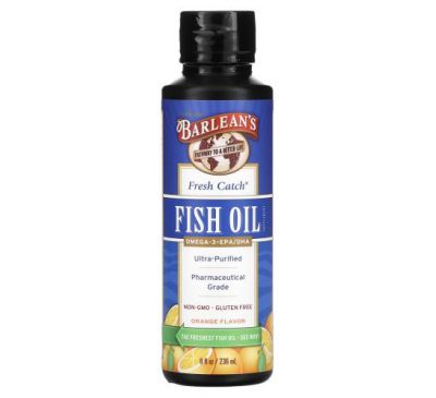 Barlean's, Fresh Catch Fish Oil, Omega-3 EPA/DHA, Orange Flavor, 8 fl oz (236 ml)