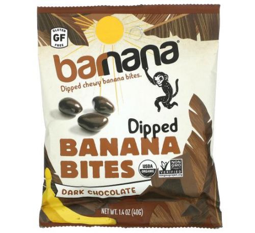 Barnana, Dipped Chewy Banana Bites, Dark Chocolate, 1.4 oz (40 g)