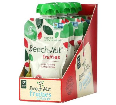 Beech-Nut, Fruities, Stage 2, Pear, Banana & Raspberries, 12 Pouches, 3.5 oz (99 g) Each
