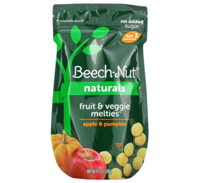 Beech-Nut, Naturals, Fruit & Veggie Melties, Stage 3, Apple & Pumpkin, 1 oz (28 g)