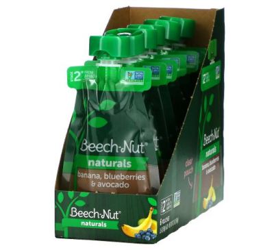 Beech-Nut, Naturals, Stage 2, Banana, Blueberries & Avocado, 6 Pouches, 3.5 oz (99 g) Each