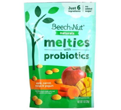 Beech-Nut, Naturals, снек із пробіотиками, етап 3, яблуко, морква, манго та йогурт, 28 г (1 унція)