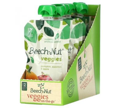 Beech-Nut, Veggies, Stage 2, тыква, цуккини и яблоко, 12 пакетиков по 99 г (3,5 унции)