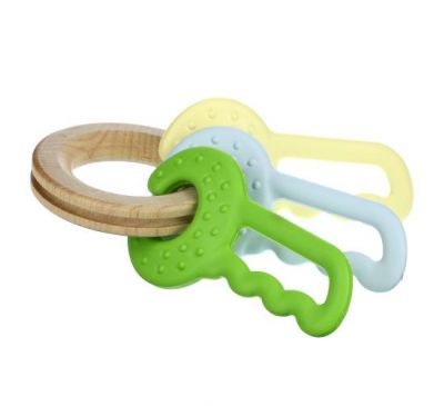 Begin Again Toys, Green Keys, Teether & Clutching Toy, 6+ Months, 1 Count
