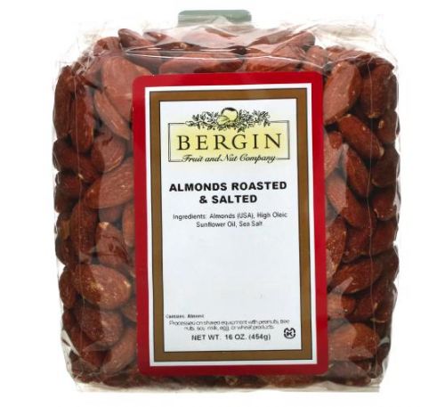 Bergin Fruit and Nut Company, Almonds Roasted & Salted, 16 oz (454 g)