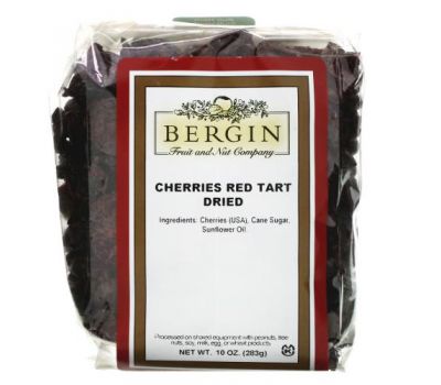 Bergin Fruit and Nut Company, Cherries Red Tart, Dried, 10 oz (283 g)