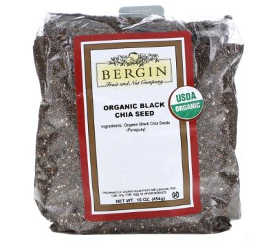 Bergin Fruit and Nut Company, Organic Black Chia Seed, 16 oz (454 g)
