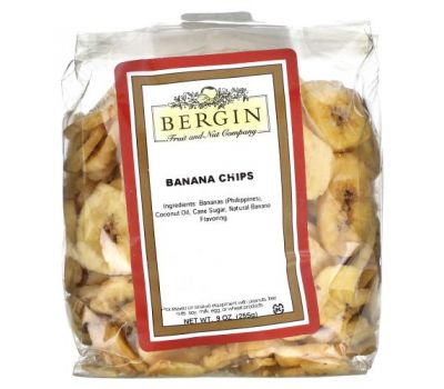 Bergin Fruit and Nut Company, бананові чіпси, 255 г (9 унцій)