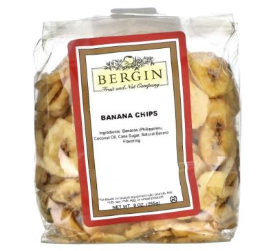 Bergin Fruit and Nut Company, банановые чипсы, 255 г (9 унций)