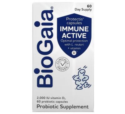 BioGaia, Immune Active, Protectis Capsules, 2,000 IU, 60 Probiotic Capsules