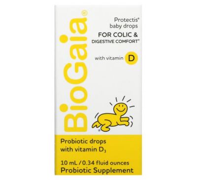BioGaia, ProTectis, дитячі краплі, для кольок і травлення, з вітаміном D, 10 мл (0,34 рідк. унції)