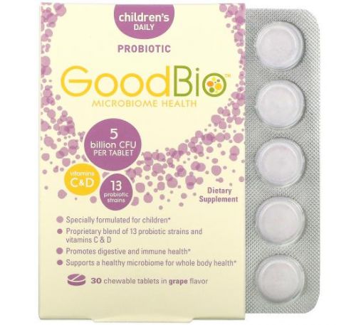 BioSchwartz, GoodBio, Children's Daily Probiotic, Grape , 30 Chewable Tablets