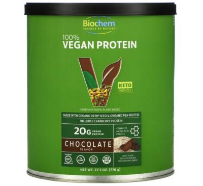 Biochem, 100% Vegan Protein, Chocolate, 27.3 oz (776 g)
