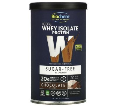 Biochem, 100% Whey Isolate Protein, Sugar Free, Chocolate, 12.5 oz (355 g)