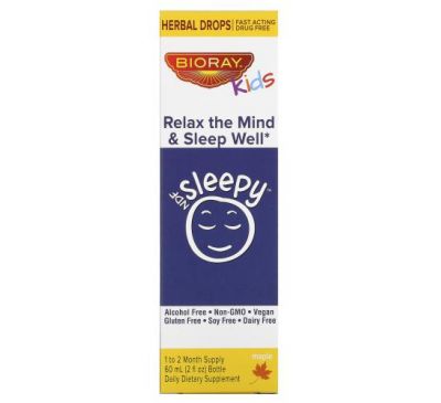 Bioray, NDF Sleepy для детей, Relax The Mind &amp; Sleep Well (расслабление и крепкий сон), со вкусом кленового сиропа, 60 мл (2 жидкие унции)
