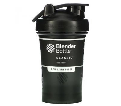 Blender Bottle, Classic with Loop, Black, 20 oz (600 ml)