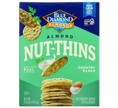 Blue Diamond, Almond Nut-Thins, Rice Cracker Snacks with Almonds, Country Ranch, 4.25 oz (120.5 g)