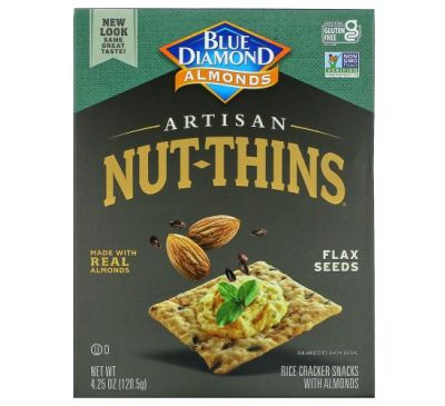 Blue Diamond, Artisan Nut-Thins, Flax Seeds Rice Cracker Snacks with Almonds, 4.25 oz (120.5 g)