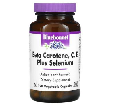 Bluebonnet Nutrition, бета-каротин, витамины C, E и селен, 120 растительных капсул