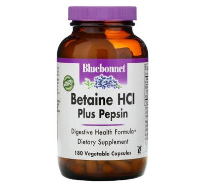 Bluebonnet Nutrition, Betaine HCL, Plus Pepsin, 180 Veggie Caps