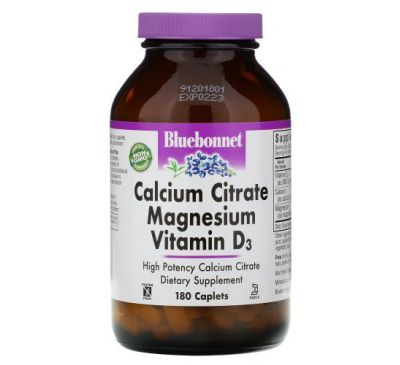 Bluebonnet Nutrition, Calcium Citrate Magnesium Vitamin D3, 180 Caplets