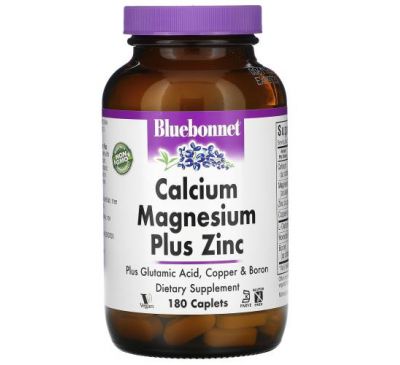 Bluebonnet Nutrition, Calcium Magnesium Plus Zinc, 180 Caplets