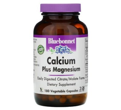 Bluebonnet Nutrition, кальций и магний, 180 капсул
