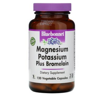 Bluebonnet Nutrition, Magnesium Potassium Plus Bromelain, 120 Vcaps