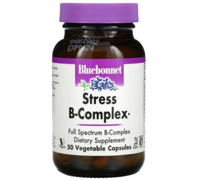 Bluebonnet Nutrition, Stress B-комплекс, 50 растительных капсул