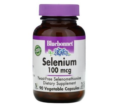 Bluebonnet Nutrition, селен, 100 мг, 90 капсул Vcaps
