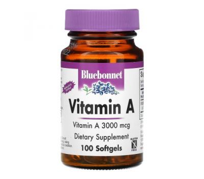 Bluebonnet Nutrition, вітамін A, 3000 мкг, 100 капсул