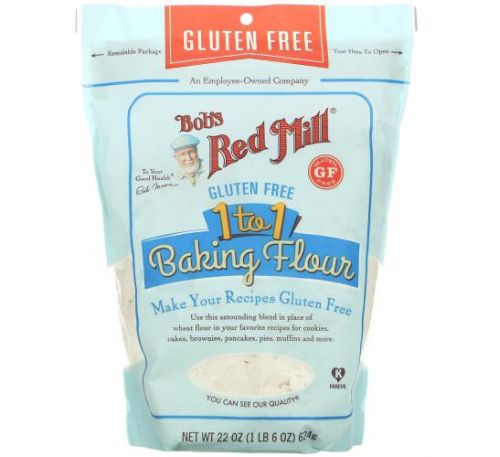 Bob's Red Mill, 1 to 1 Baking Flour, Gluten Free, 22 oz (624 g)