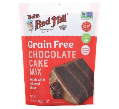 Bob's Red Mill, Смесь для шоколадного торта, с миндальной мукой, без зерен, 300 г (10,5 унции)